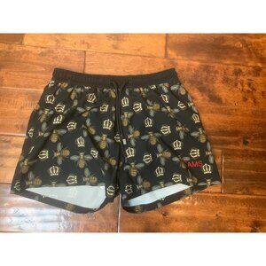 AMS Swimwear Black Bee Crown Brief Length Swimsuit Bottom, Size XL